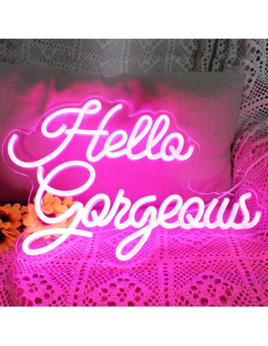 Luz de Neón Rosa Hola Preciosa DAKABUKA 42x28cm Regulable
