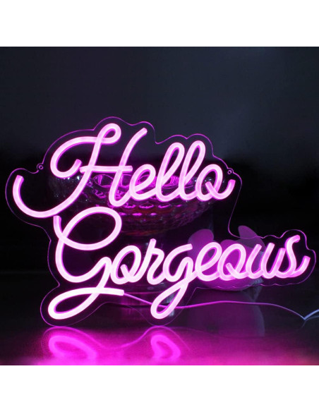 Luz de Neón Rosa Hola Preciosa DAKABUKA 42x28cm Regulable