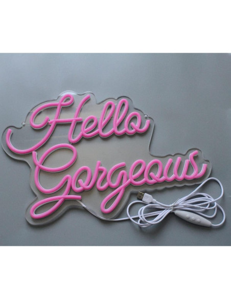 Luz de Neón Rosa Hola Preciosa DAKABUKA 42x28cm Regulable