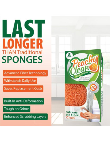 Esponjas de Cocina de Silicona Peachy Clean Aroma Durazno