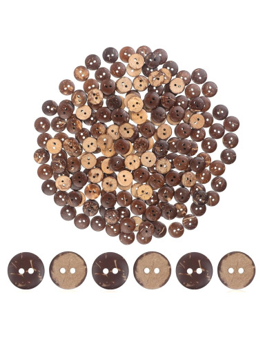 200 Botones de Madera de Coco 12.5mm Mozeat Lens Marrón