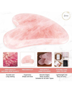Gua Sha Facial de Cuarzo Rosa Natural GUASHAPE - 8.13x5.58cm 2