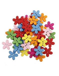 100 Botones de Madera Coloridos Rosenice 15mm para Costura
