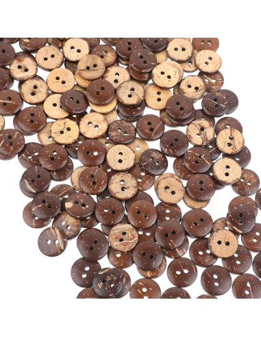 200 Botones de Madera de Coco 12.5mm Mozeat Lens Marrón