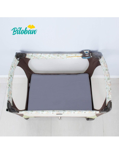 Juego de Sábanas Biloban para Pack and Play, 4 Piezas, Gris