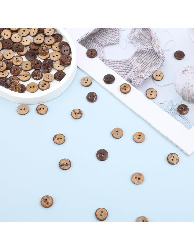200 Botones de Madera de Coco 12.5mm Mozeat Lens Marrón