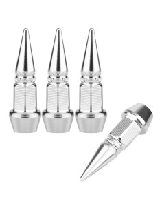 AIEX 4 Tapas de Válvula de Aluminio para Neumáticos Plata