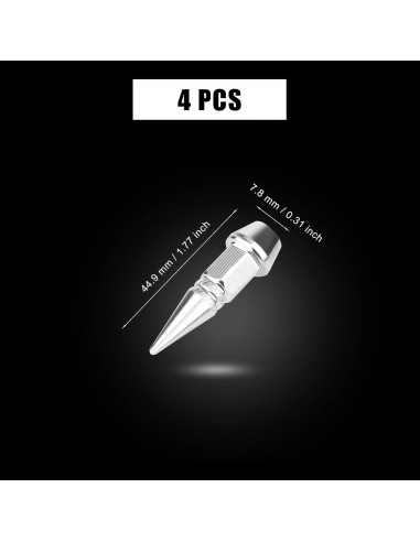 AIEX 4 Tapas de Válvula de Aluminio para Neumáticos Plata