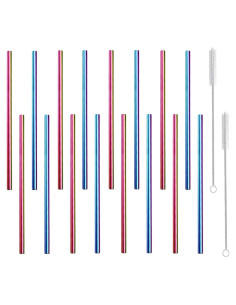 Popotes de Metal Reutilizables Morneve 16PCS 15cm Coloridos