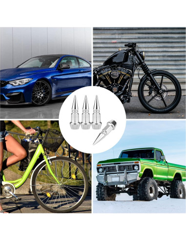 AIEX 4 Tapas de Válvula de Aluminio para Neumáticos Plata