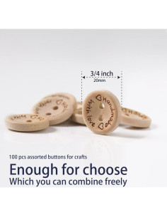 100 Botones de Madera Hechos a Mano MASONEE 20mm Redondos 2