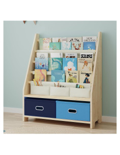 Estante de Libros para Niños EXPERLAM 4 Niveles Madera Azul