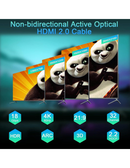 Cable HDMI VCOM 10m 4K 60Hz desmontable 2.0 alta velocidad