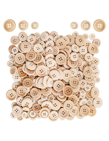 Botones de Madera Natural Tosnail 600 Piezas 15-25 mm