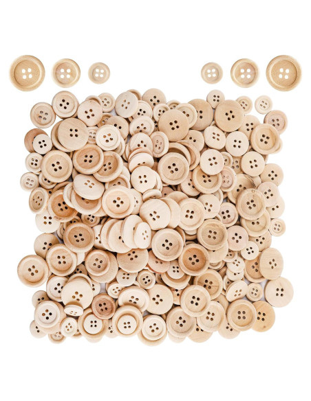 Botones de Madera Natural Tosnail 600 Piezas 15-25 mm
