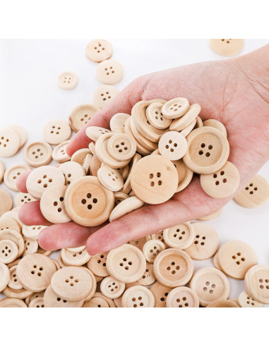 Botones de Madera Natural Tosnail 600 Piezas 15-25 mm
