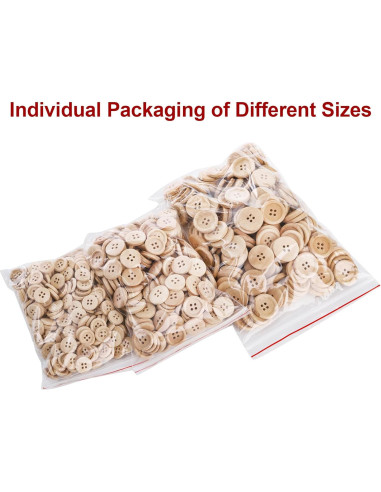 Botones de Madera Natural Tosnail 600 Piezas 15-25 mm