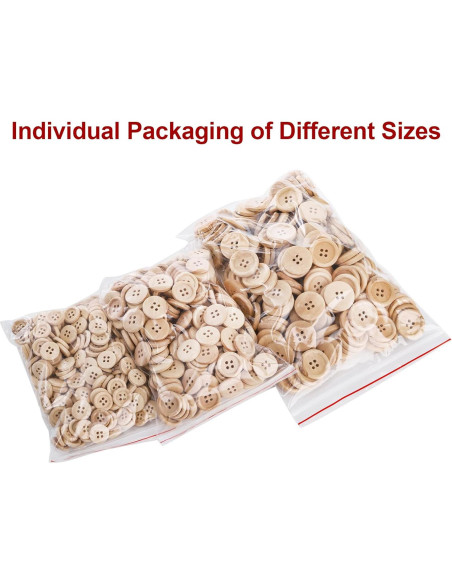 Botones de Madera Natural Tosnail 600 Piezas 15-25 mm