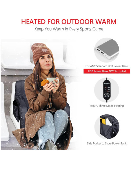 Silla de Estadio Calentada PEXMOR 2 Pcs 53 cm Reclinable