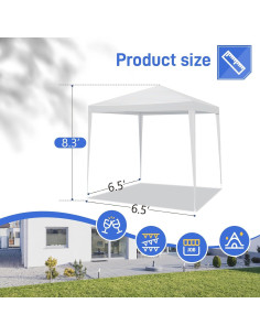 Carpa de Fiesta 1.98x1.98m Impermeable Genérico con Ventanas 2