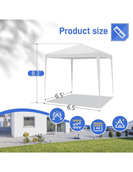 Carpa de Fiesta 1.98x1.98m Impermeable Genérico con Ventanas