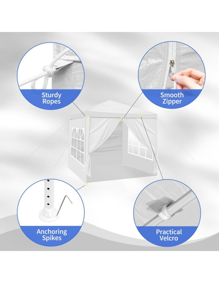 Carpa de Fiesta 1.98x1.98m Impermeable Genérico con Ventanas