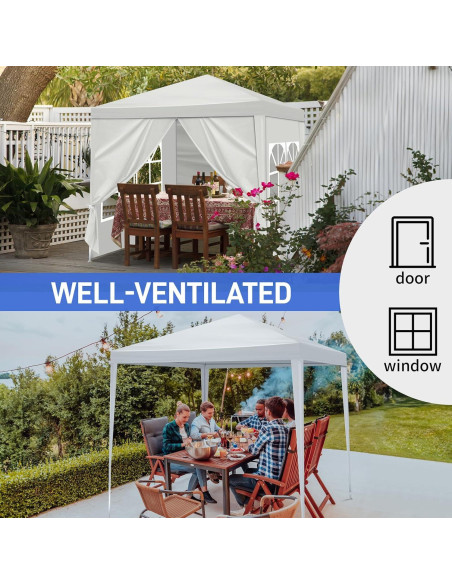 Carpa de Fiesta 1.98x1.98m Impermeable Genérico con Ventanas