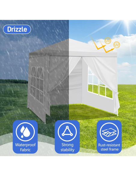Carpa de Fiesta 1.98x1.98m Impermeable Genérico con Ventanas