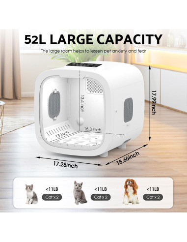 Caja de Secado Automático para Mascotas COBUY 52L Blanca
