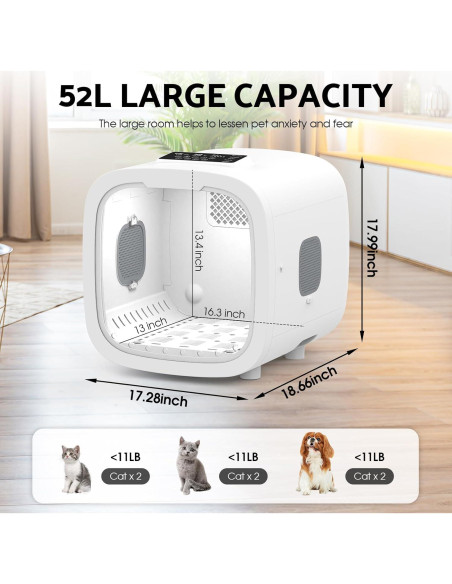 Caja de Secado Automático para Mascotas COBUY 52L Blanca