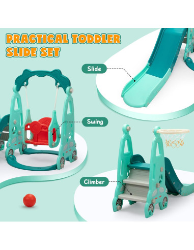 Juego de Escalera y Tobogán 3 en 1 Nyeekoy Azul