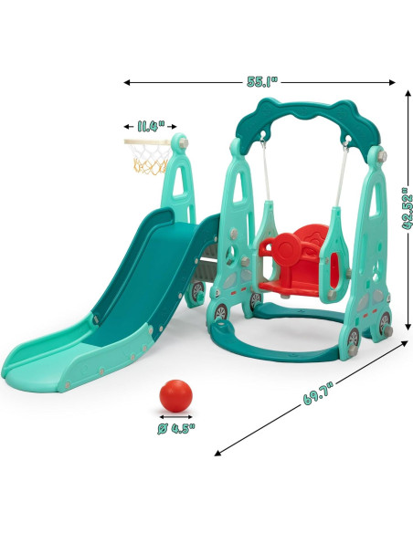 Juego de Escalera y Tobogán 3 en 1 Nyeekoy Azul