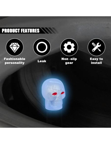 4 Tapas de Válvula de Neumático Luminosa BDZMC Azul