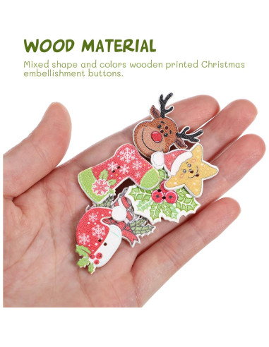 Botones de Madera Navideños Ciieeo 50pcs Adornos Manualidades