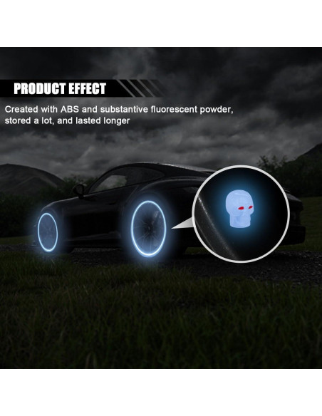 4 Tapas de Válvula de Neumático Luminosa BDZMC Azul