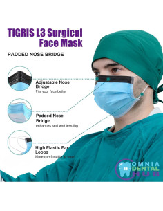 50 Máscaras Faciales Antifog Omnia One Tigris 3 Capas Azul 2