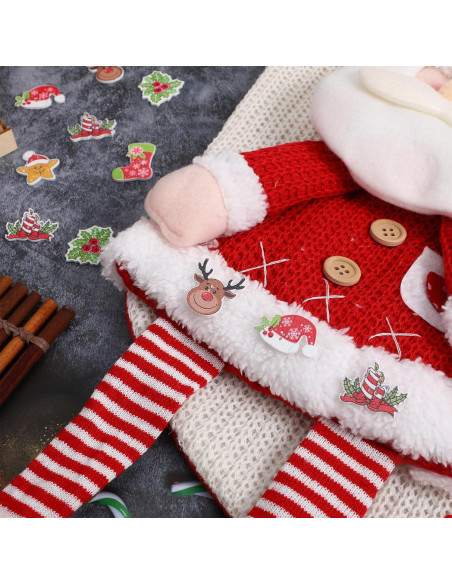 Botones de Madera Navideños Ciieeo 50pcs Adornos Manualidades