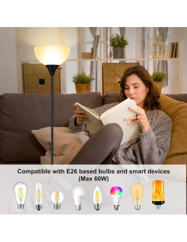 Lámpara de Pie LED BoostArea Negra 178 cm E26 Seguridad