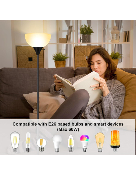Lámpara de Pie LED BoostArea Negra 178 cm E26 Seguridad
