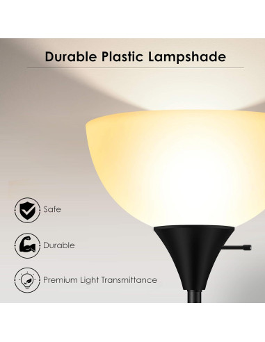 Lámpara de Pie LED BoostArea Negra 178 cm E26 Seguridad