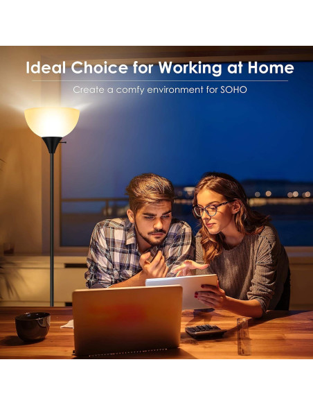 Lámpara de Pie LED BoostArea Negra 178 cm E26 Seguridad