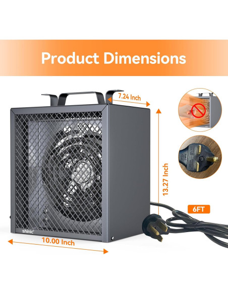 Calentador Eléctrico Industrial Shinic 240V 4800W Portátil