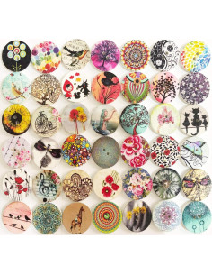 200 Botones de Madera Redondos 20mm Qovydx Mezcla Vintage 2