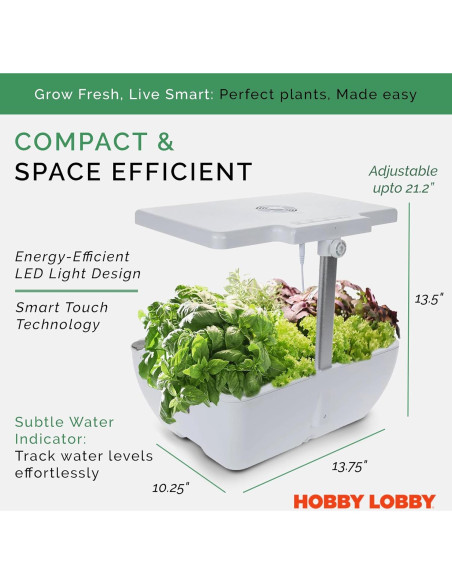 Kit de Jardín Hidropónico Hobby Lobby 12 Cápsulas 6.5L Blanco