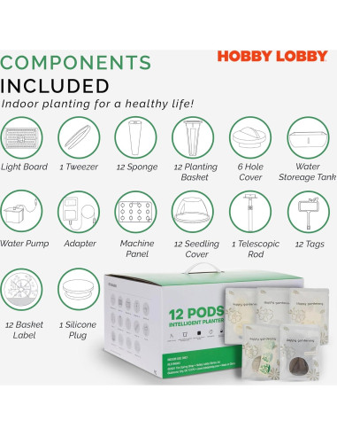 Kit de Jardín Hidropónico Hobby Lobby 12 Cápsulas 6.5L Blanco