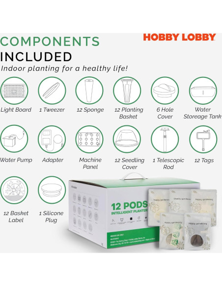 Kit de Jardín Hidropónico Hobby Lobby 12 Cápsulas 6.5L Blanco