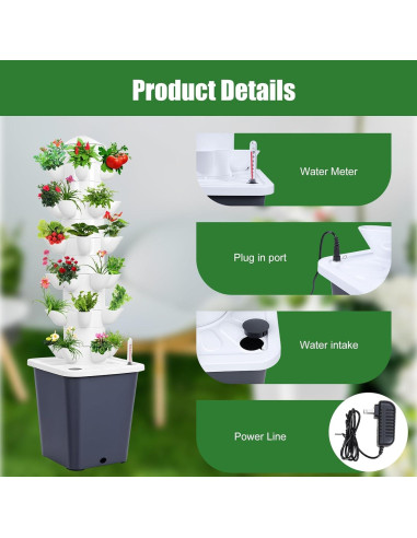 Torre Hidropónica Vertical GIFZES 30 Plantas 10L Riego Automático