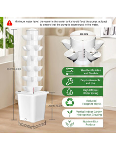 Sistema de Cultivo Hidropónico KANQIDKG Torre Vertical 30 Plantas 2