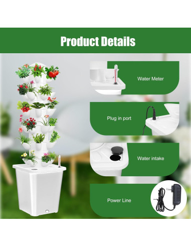 Sistema de Cultivo Hidropónico KANQIDKG Torre Vertical 30 Plantas