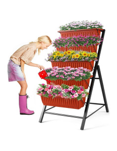 Macetero Vertical Homdox 5 Niveles 58x66x114 cm Marrón